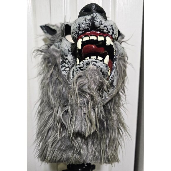 Werewolf Mask Halloween Overhead Full Head Faux Fur Wolf Fangs Scary Evil - Picture 7 of 9